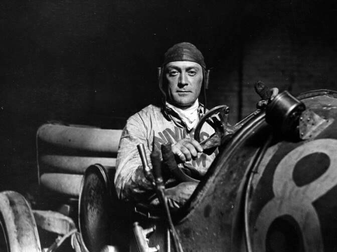A racer identified only as "Al" poses behind the wheel of his racer at the Corona auto race in this undated photo.
