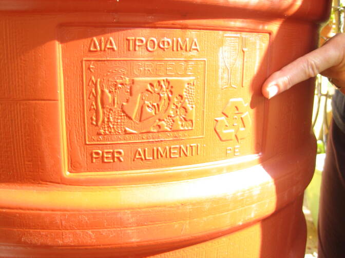LA's pilot program uses "food-grade" plastic barrels for water capture. Jeanne Kuntz's was once full of pickles. 