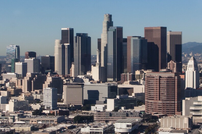 File photo: The downtown Los Angeles skyline.