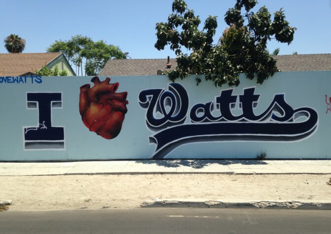 A mural near the historic Watts Train Station. 