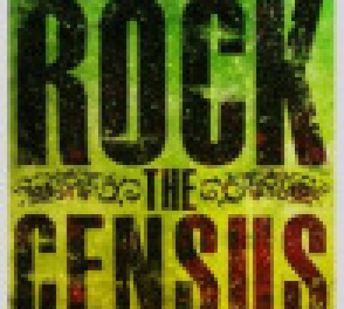 Image of the flyer for "Rock the Census' event at MacArthur Park in Los Angeles.