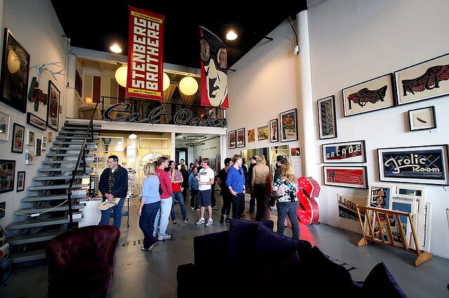 Visitors to the April 2008 Brewery Art Walk in LA take a tour of the art in artist Dave Lefner's loft