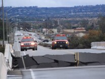 A section of the Boulder Street bridge overpass in Highland collapsed the morning of Wednesday, Dec. 22, 2010 under the surge of the Santa Ana River.