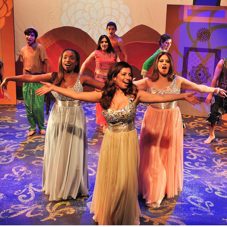 Ensemble cast in "Aladdin, Dual Language Edition" at Casa 0101 theater.