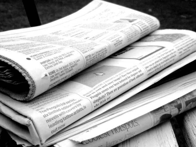 Newspapers in black and white