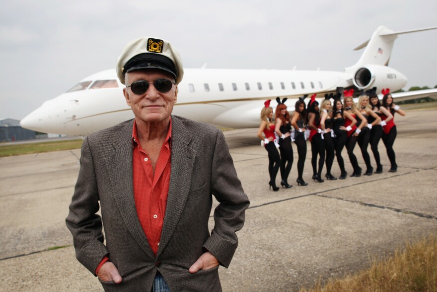 STANSTED, ENGLAND - JUNE 02:  Playboy founder Hugh Hefner arrives at Stansted Airport on June 2, 2011 in Stansted, England. Mr Hefner is back in the UK to mark the launch of the new Playboy Club in Mayfair, which opens on June 4. The club's opening will welcome back the iconic Playboy Bunny to London after a 30 year absence. Famous Bunnies have included Debbie Harry and Lauren Hutton.  (Photo by Dan Kitwood/Getty Images)
