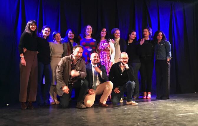 Speakers and organizers of IKAR and NewGround’s "Everyone has a Story" line up for a group picture.
