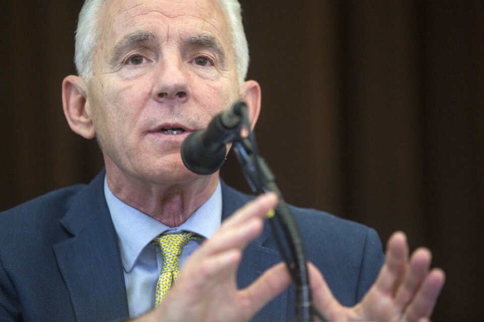 Angelo Bellomo, deputy director for health protection with the Los Angeles County Department of Public Health, speaks during a public health meeting at Porter Ranch Community School on Thursday evening, May 19, 2016 following a fall 2015 gas leak that has forced residents from their homes.