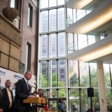 NEW YORK, NY - OCTOBER 26:  New York City Mayor Bill de Blasio speaks at a press conference at Bellvue Hospital regarding the ongoing situation with Dr. Craig Spencer, who is being treated in New York after contracting Ebola while working with Doctors Without Borders in West Africa, on October 26, 2014 in New York City. The state of New York, along with New Jersey and Illinois, recently instituted a mandatory quarantine period for anyone in direct contact with Ebola patients returning from West Africa. The White House has asked the states to reconsider the mandatory quarantine.  (Photo by Andrew Burton/Getty Images)