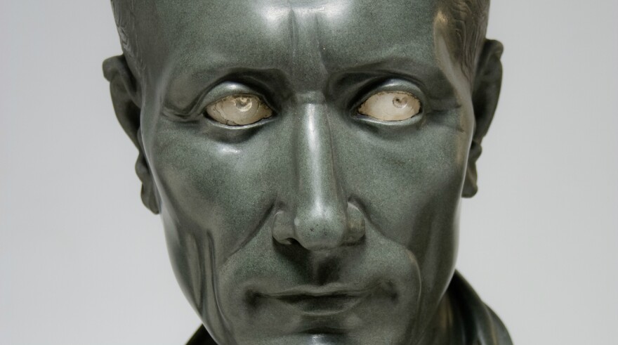 Detail of "The Green Caesar," by unknown Roman artist in green slate, made 100 BC and 100 AD