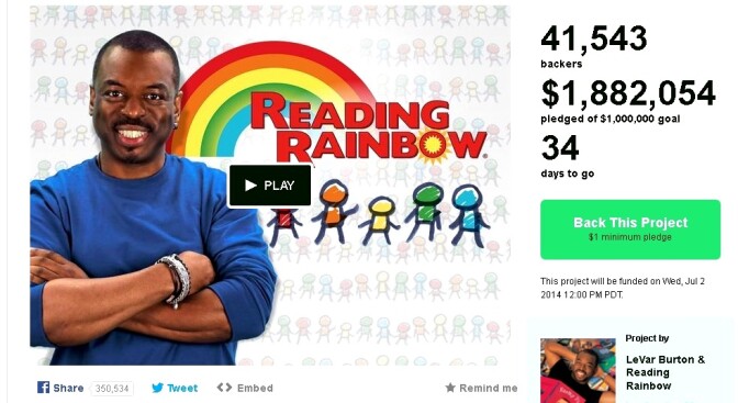 Reading Rainbow/Kickstarter screen grab