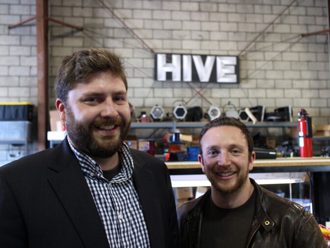 Hive Lighting co-founders Rob Rutherford and Jon Miller don't sell their plasma lights as energy efficient. Miller says "that's too abstract." Instead, they market the lights as better, cheaper tools. 