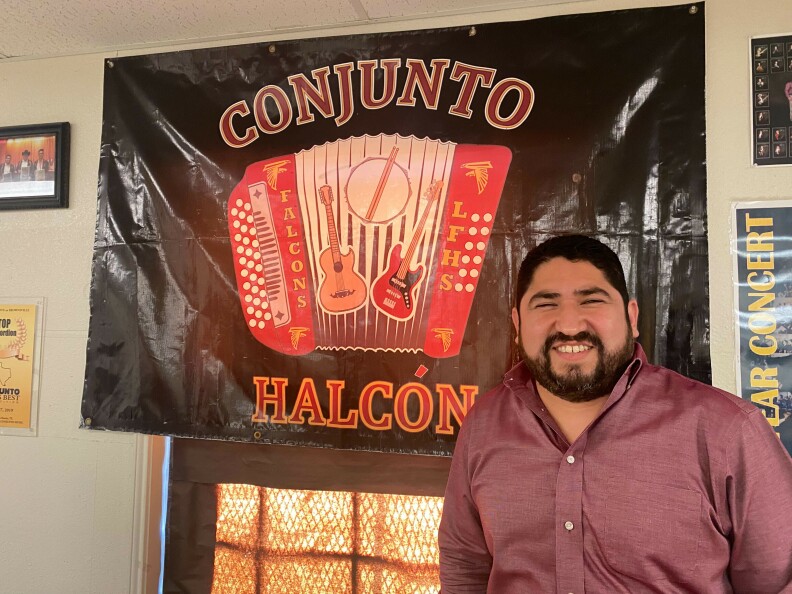 Juan Longoria Jr., a renowned accordionist in his own right, is creator and director of the award-winning conjunto program at Los Fresnos High School.