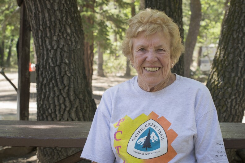 Teddi Boston sits down in the San Gorgonio Wilderness in June 2015. At 88, Boston is still an active volunteer with outdoor organizations including the Pacific Crest Trail Association. 