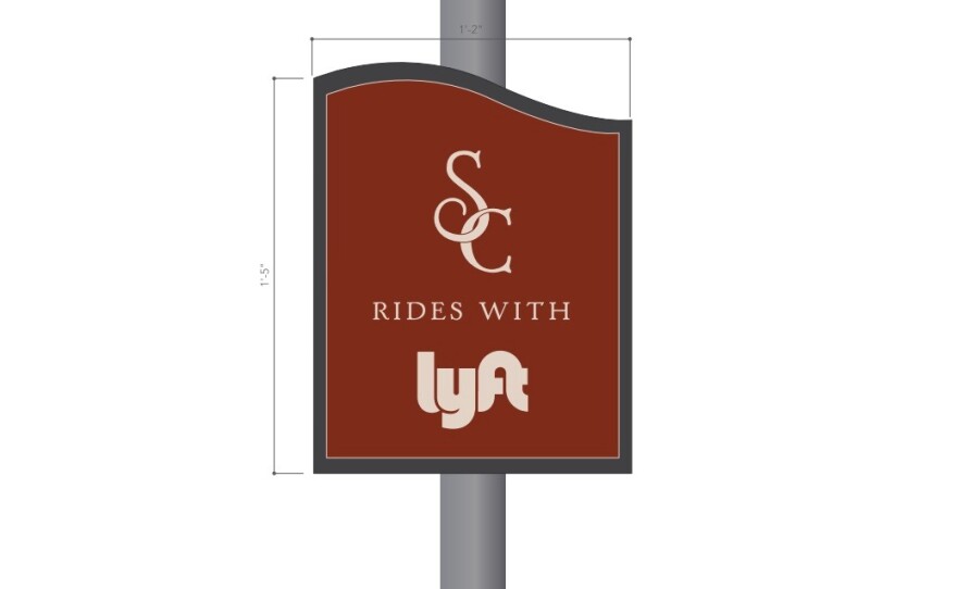 Signs like these will be placed along two defunct bus routes in San Clemente where ride-hailing service Lyft will offer subsidized rides.