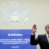 WASHINGTON, DC - JULY 24: Former Special Counsel Robert Mueller is sworn in before the House Intelligence Committee about his report on Russian interference in the 2016 presidential election in the Rayburn House Office Building July 24, 2019 in Washington, DC. Mueller testified earlier in the day before the House Judiciary Committee in back-to-back hearings on Capitol Hill.  (Photo by Alex Wong/Getty Images)