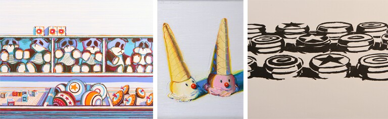 Some of the Wayne Thiebaud works at the Laguna Art Museum's new exhibit, "American Memories."