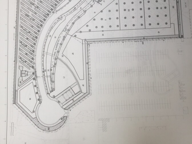 An engineer's drawing of the veterans columbarium that will be built west of the 405 freeway. It will contain 100,000 niches, each capable of holding two sets of cremated remains.