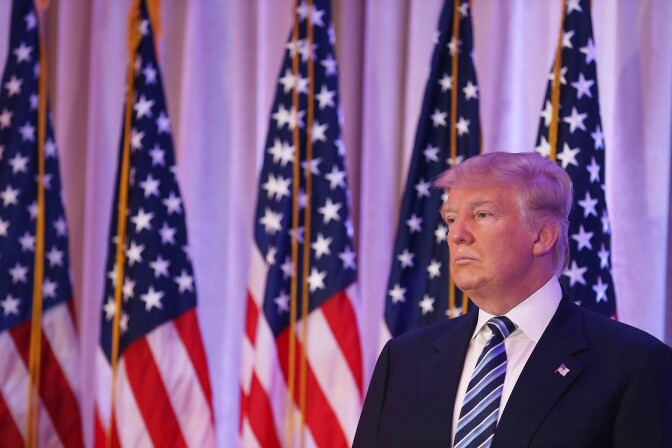 PALM BEACH, FL - MARCH 11:  Republican presidential candidate Donald Trump is seen as former presidential candidate Ben Carson gives him his endorsement during a press conference at the Mar-A-Lago Club on March 11, 2016 in Palm Beach, Florida. Presidential candidates continue to campaign before Florida's March 15th primary day.  (Photo by Joe Raedle/Getty Images)