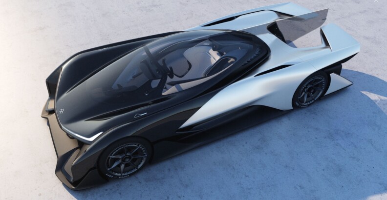 The FFZERO01, the first design concept presented by automotive startup, Faraday Future.