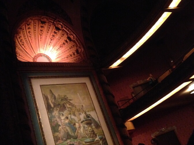 A panel on the side of the Orpheum Palace Theater in downtown L.A. was covered for years and kept hidden in good condition while the theater remained dormant. The Orpheum Palace was recently renovated by the Delijani family and was on display as part of "A Day on Broadway," on January 25, 2014.