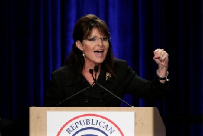 Former Alaska Gov. Sarah Palin speaks during a rally in Anaheim, Calif., Saturday, Oct. 16, 2010.