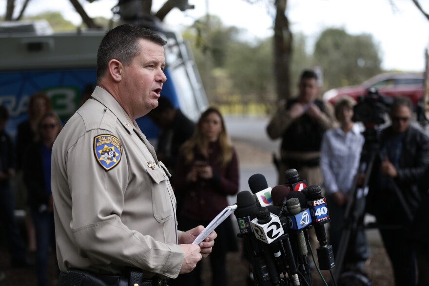 YOUNTVILLE, CA - MARCH 09: Chris Childs, assistant chief of the California Highway Patrol, speaks at a press conference during an active shooter situation at the Veterans Home of California on March 9, 2018 in Yountville, California. A lone gunman opened fire and is holding three hostages inside the largest veterans facility in the United States founded in 1884. (Photo by Stephen Lam/Getty Images)