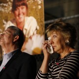 LOS ANGELES, CA - MARCH 7:  Parents Richard and Elizabeth Jones attend a memorial for their daughter Sarah Jones, an assistant camerawoman who was killed by a train while shooting the Gregg Allman biopic film, Midnight Rider, on March 7, 2014 in Los Angeles, California. The remembrance of the 27-year-old camerawoman is organized by members of the International Cinematographers Guild and the production community who want to highlight the importance of safety over a production's schedule or budget. The accident which occurred February 20 on a train trestle over the Altamaha River in Georgia and injured seven other crew members. Production on the film starring William Hurt and directed by Randall Miller has been suspended since the February 20 tragedy.  (Photo by David McNew/Getty Images)