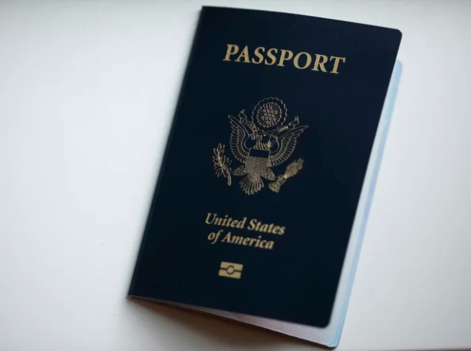 United States of America Passport booklet against a white background.