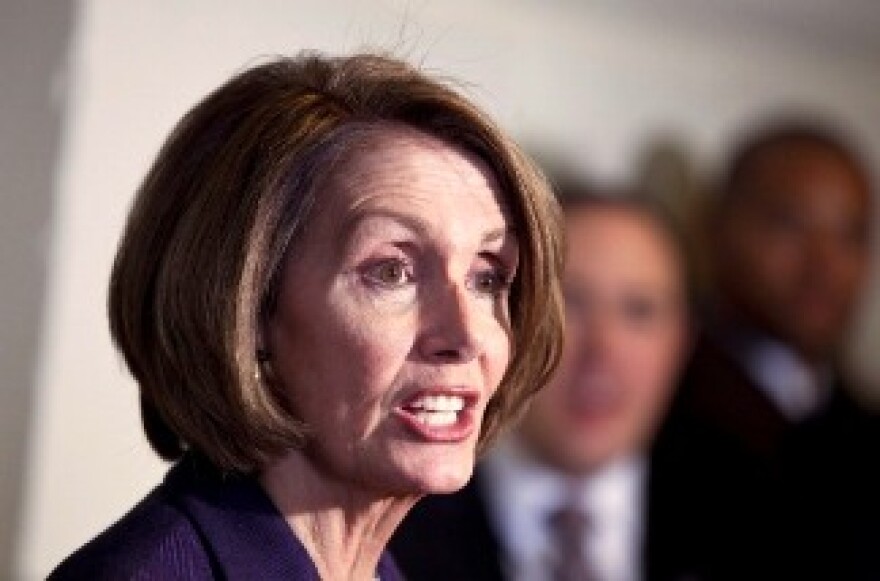 Speaker of the House Nancy Pelosi speaks to reporters after leaving a caucus of House Democrats on Capitol Hill December 7, 2010 in Washington, DC.