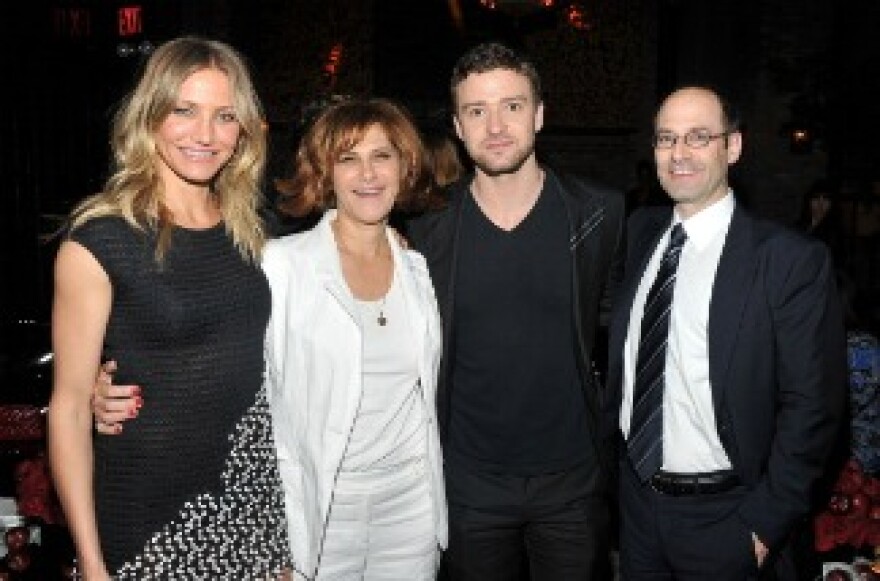 Actress Cameron Diaz, Sony Pictures Entertainment Co-Chairmain Amy Pascal, actor/singer Justin Timberlake, and Columbia Pictures President Doug Belgrad attend the after party for the premiere of Bad Teacher.