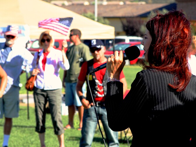 Chelene Nightingale at a recent Tea Party rally in Temecula. 
