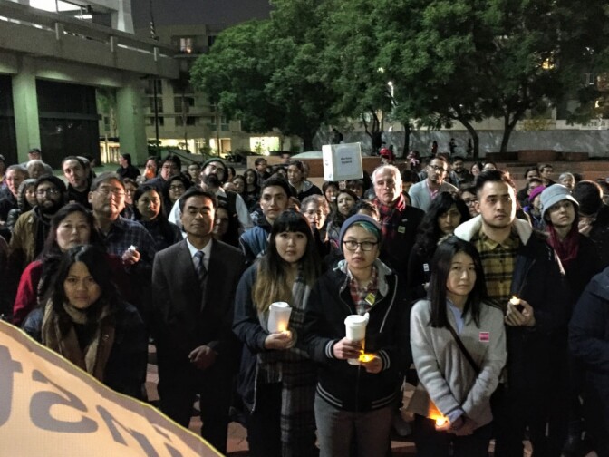 Little Tokyo hosted a vigil and rally in support of Muslim Americans and other immigrants