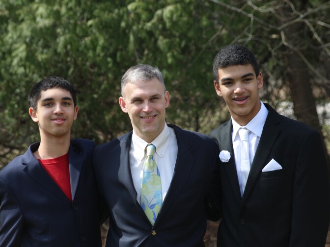 Michael Fitzgerald with his two teenage sons.