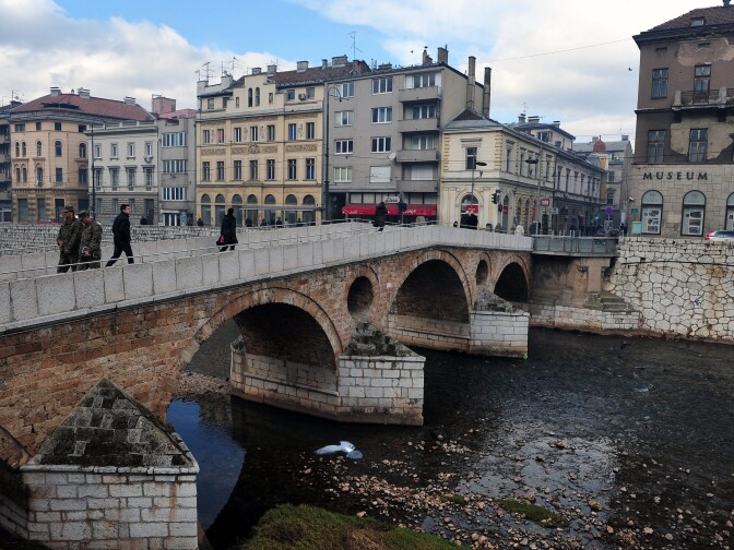 The Latin Bridge in Sarajevo ends at the street corner where Serbian nationalist Gavrilo Princip assassinated Archduke Franz Ferdinand and his wife, Sophie, on June 28, 1914.