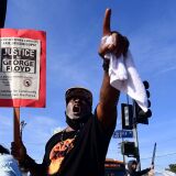 People celebrate the guilty verdict of former police officer Derek Chauvin in Los Angeles, California on April 20, 2021. - Derek Chauvin, a white former Minneapolis police officer, was convicted on April 20 of murdering African-American George Floyd after a racially charged trial that was seen as a pivotal test of police accountability in the United States. (Photo by Frederic J. BROWN / AFP) (Photo by FREDERIC J. BROWN/AFP via Getty Images)