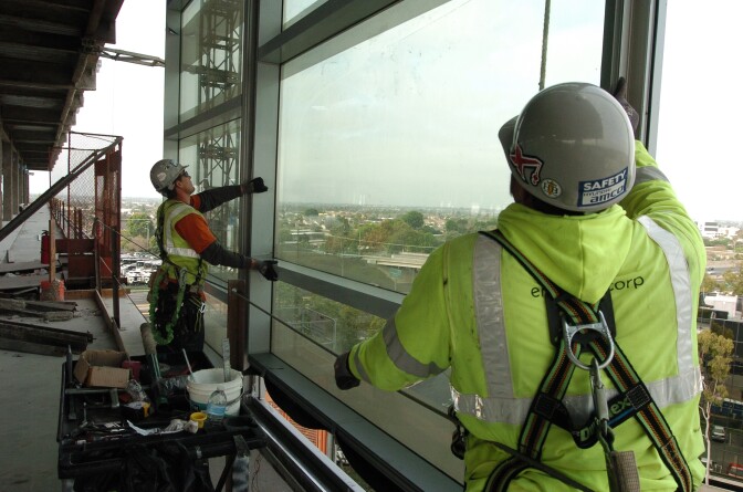 Spending on U.S. construction projects rose in April despite weakness in residential projects and government spending. The Commerce Department said nonresidential projects rose 2.2 percent last month. (Photo: Construction continues on Hyundai's new U.S. headquarters in Fountain Valley. The 500,000 square foot building will be completed by the end of 2013).