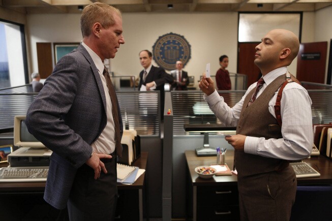 THE AMERICANS -- In Control -- Episode 4 (Airs Wednesday, February 20, 10:00 pm e/p) -- Pictured: (L-R) Noah Emmerich as FBI Agent Stan Beeman, Maximiliano Hernandez as FBI Agent Chris Amador -- CR: Craig Blankenhorn/FX