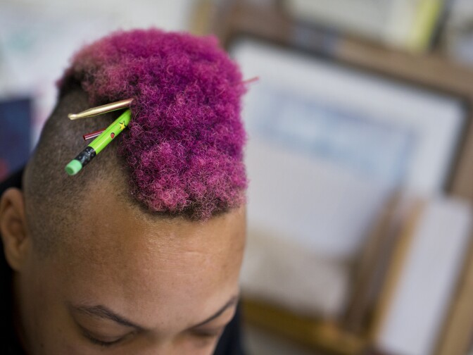 Mykael Williams-Wolf has been coming to LAMP Community's art studio since March 2013. Homeless housing services are starting to base help by need rather than a first-come, first-served basis.