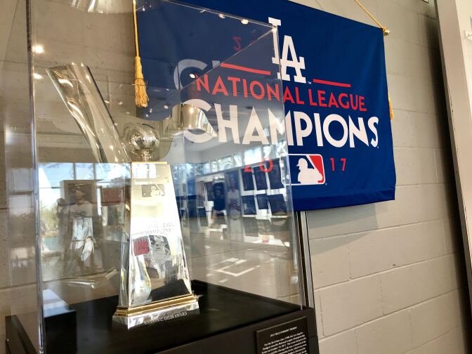 The Dodgers' National League Championship trophy.