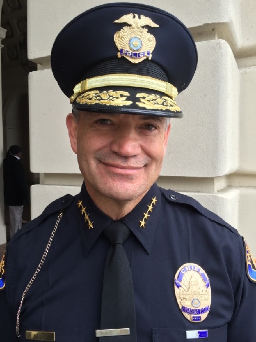 Pasadena Police Chief Phillip Sanchez outside of City Hall on December 22, 2015.
