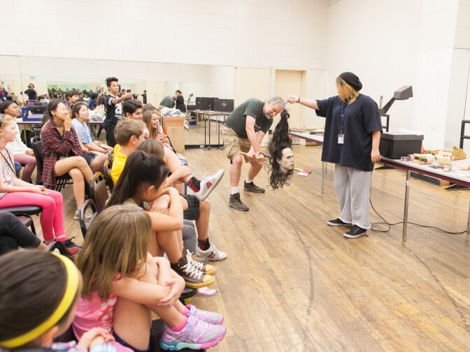 Kirk Graves teaches to a workshop to LA Opera students on film and theater props, on Wednesday, Aug. 5, 2015.