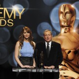 File: Actress Jennifer Lawrence and Tom Sherak, president of the Academy of Motion Picture Arts, announce the nominees at the 84th Academy Awards Nominations Announcement, Jan. 24, 2012 at the Academy's Samuel Goldwyn Theater in Beverly Hills.