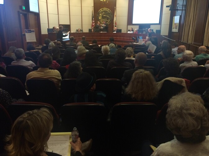 The Santa Monica City Council hosted a meeting April 14, 2015, lasting more than five hours to address the issue of zoning, with 134 people lined up to speak for and against proposed changes.