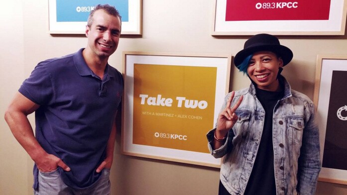 Take Two host A Martinez, left, is seen with The Salo Project's Yana Gilbuena, right.