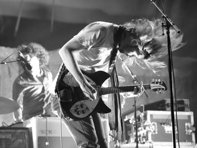 Musician Kevin Parker of Tame Impala performs onstage during day 1 of the 2015 Coachella Valley Music & Arts Festival (Weekend 1) at the Empire Polo Club on April 10, 2015 in Indio, California.