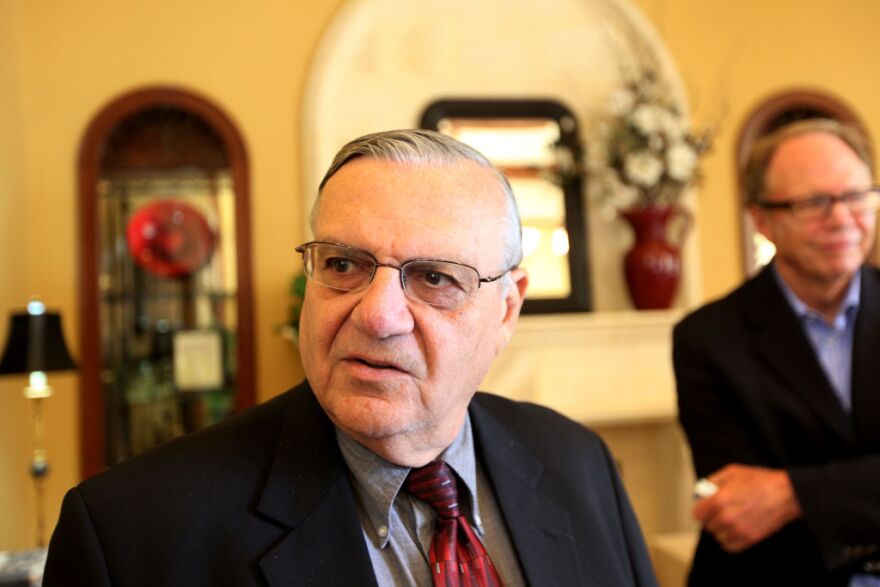 RANCHO BERNARDO, CA - AUGUST 10:  Sheriff Joe Arpaio speaks during a visit to the Rancho Bernardo Inn on August 10, 2010 in Rancho Bernardo, California.  Arpaio, who is Sheriff of Maricopa County in Arizona, gained national attention for using deputies to conduct raids to apprehend illegal immigrants and building large outdoor prison tents to house inmates.  (Photo by Sandy Huffaker/Getty Images) *** Local Caption *** Joe Arpaio