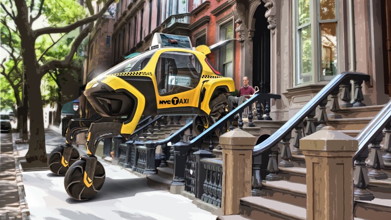 The Hyundai Elevate concept introduced at the 2019 Consumer Electronic Show is a car that can be driven with wheels or walk with robotic legs.