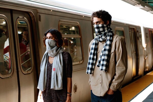 The Scough scarf contains a filter designed to capture and eliminate germs before you breathe them in.