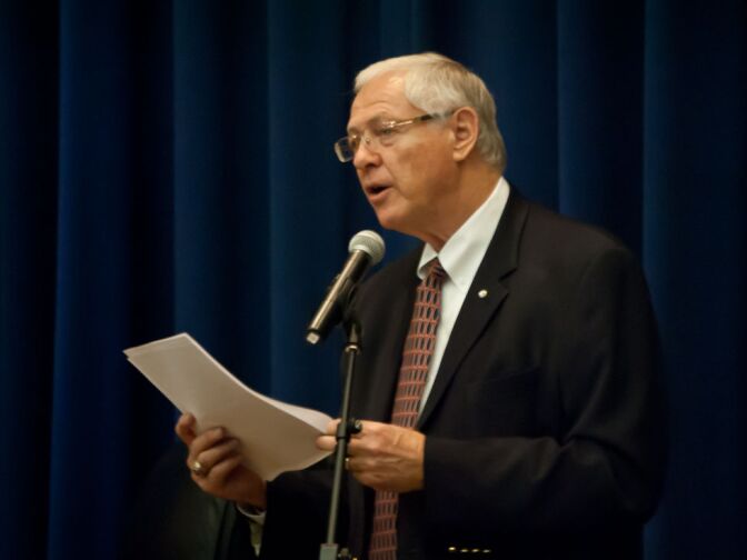 Supervisor Michael D. Antonovich talks to the board during a board meeting at the Hall of Administration on June 6, 2012.